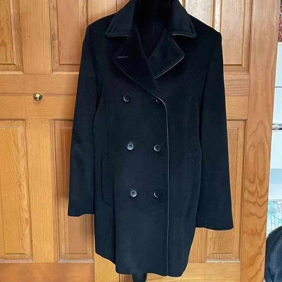 Jones New York Collection Classic Pea Coat EUC Sz 12 Black - Picture 2 of 12